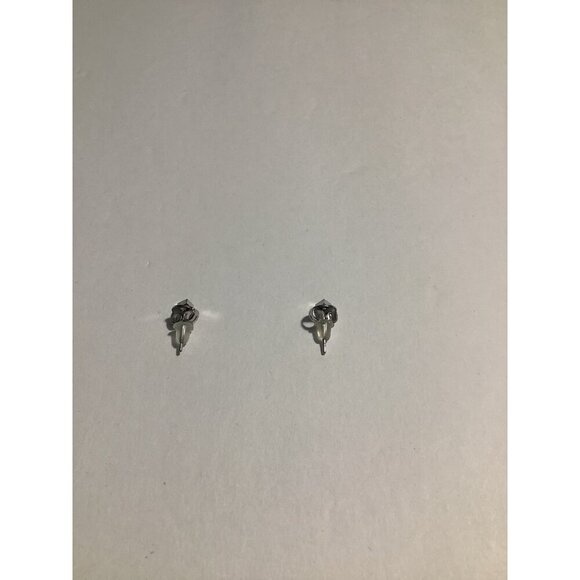 Triangle Round Stud Earrings Silver Tone Women's Fashion Jewelry - Picture 5 of 6